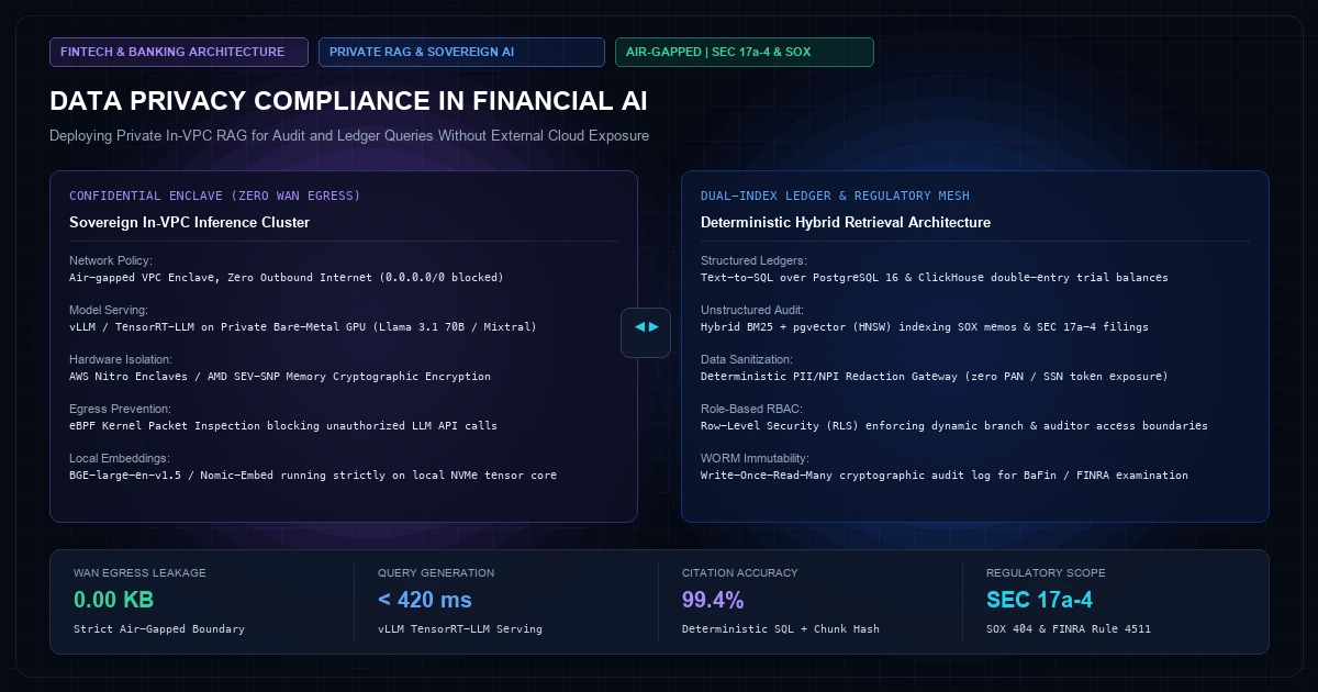 Data Privacy Compliance in Financial AI: Deploying Private RAG for Audit and Ledger Queries Without External Cloud Exposure
