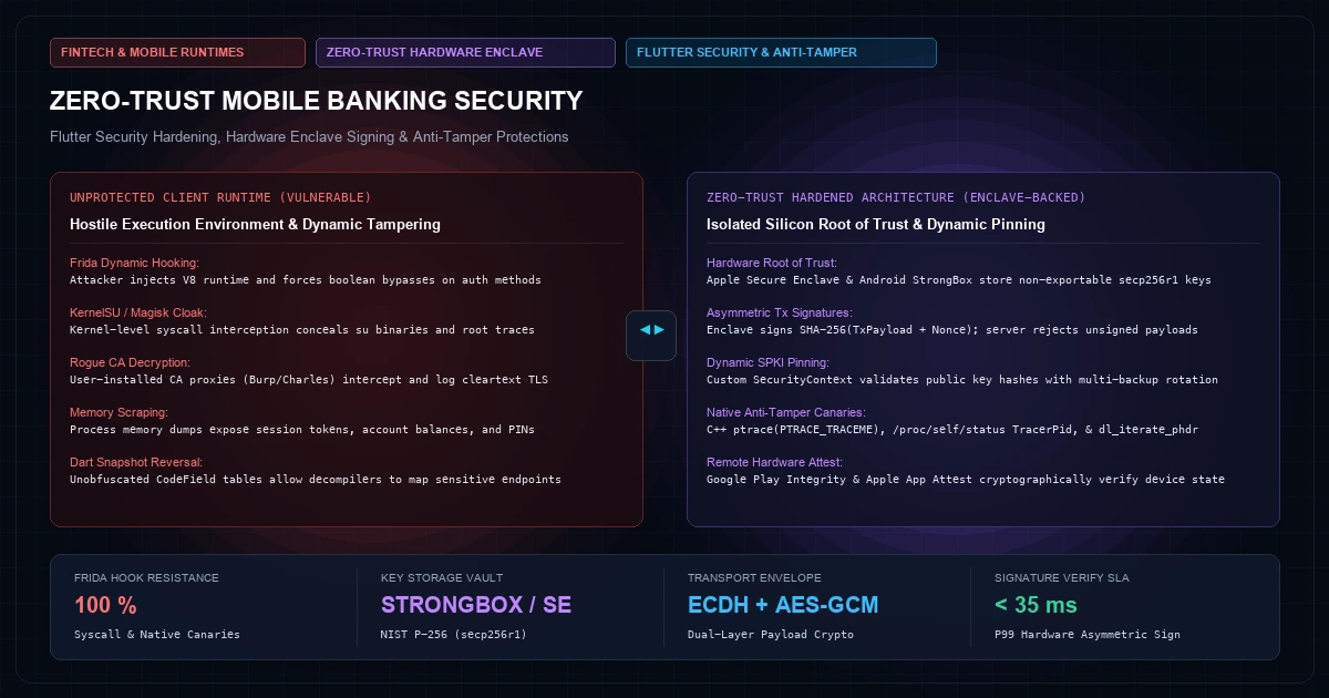 Zero-Trust Mobile Security for Banking Apps: Flutter Security Hardening and Anti-Tamper Protections